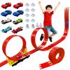 16.5 Ft Flexible Race Track with Support Compatible with Hot Whels 1/64 Cars, Toddle Kids Toys Christmas Birthday Gifts Party Favors for Boys Girls Grandkids Age 2 3 4 5 6 7 8 (Red) view 1