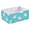 DOMIKING Swans Hearts Blue Pattern Storage Baskets for Shelves Foldable Collapsible Storage Box Bins with Fabric Bins Cube Toys Organizers for Pantry Bathroom Baby Cloth Nursery,11 x 11inch view 2