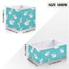 DOMIKING Swans Hearts Blue Pattern Storage Baskets for Shelves Foldable Collapsible Storage Box Bins with Fabric Bins Cube Toys Organizers for Pantry Bathroom Baby Cloth Nursery,11 x 11inch view 3
