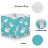 DOMIKING Swans Hearts Blue Pattern Storage Baskets for Shelves Foldable Collapsible Storage Box Bins with Fabric Bins Cube Toys Organizers for Pantry Bathroom Baby Cloth Nursery,11 x 11inch view 4