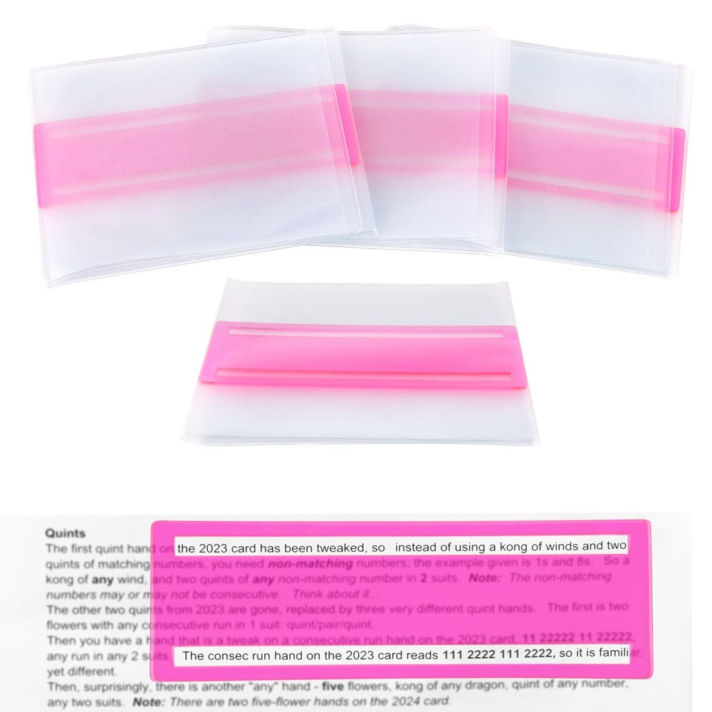 8pcs Mahjong Card Sleeve Positioning Set, Including 4 Card Sleeve & 4 Line Finder Mahjong Supply Quickly Identify Winning Combinations for Gameplay Player (Pink)
