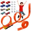 16.5 Ft Flexible Race Track with Support Compatible with Hot Whels 1/64 Cars, Toddle Kids Toys Christmas Birthday Gifts Party Favors for Boys Girls Grandkids Age 2 3 4 5 6 7 8 (Orange) view 1