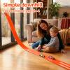 16.5 Ft Flexible Race Track with Support Compatible with Hot Whels 1/64 Cars, Toddle Kids Toys Christmas Birthday Gifts Party Favors for Boys Girls Grandkids Age 2 3 4 5 6 7 8 (Orange) view 2