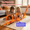 16.5 Ft Flexible Race Track with Support Compatible with Hot Whels 1/64 Cars, Toddle Kids Toys Christmas Birthday Gifts Party Favors for Boys Girls Grandkids Age 2 3 4 5 6 7 8 (Orange) view 3