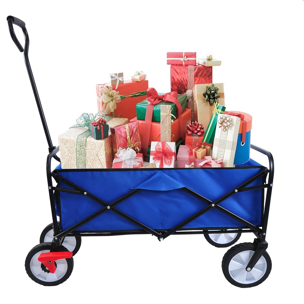 Folding Wagon GShopping Beach Cart (Blue)