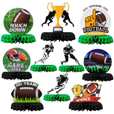 10PCS Football Party Decorations Football Honeycomb Centerpieces for Table Toppers for Football Game Birthday Party Favors