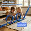 16.5 Ft Flexible Race Track for Kids - Compatible with Hot Wheels Track Sets 1/64 Diecast Cars, Includes 8 Racing Cars &Suction Cup Gravity Ramp - DIY Portable Track Toy, Gift for Boys Girls 3-8, Blue view 2
