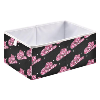 Cowboy Hat Stars Black Pattern Storage Baskets for Shelves Foldable Collapsible Storage Box Bins with Closet Organizers Cubes Decorative for Pantry Clothes Storage Books Home Office,16 x 11inch