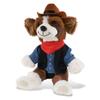 DolliBu St. Bernard Dog Stuffed Animal Cowboy Plush with Name Personalization - Western-Themed Dog Plush with Cute Cowboy Costume Denim Shirt Vest, Bandana, Leather Pants, and Hat - 8 Inches view 1