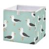 DOMIKING Seagulls Birds Teal Print Storage Baskets for Shelves Foldable Collapsible Storage Box Bins with Cubes Toys Closet Organizers for Pantry Organizing Shelf Nursery Home Closet,16 x 11inch view 2
