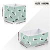 DOMIKING Seagulls Birds Teal Print Storage Baskets for Shelves Foldable Collapsible Storage Box Bins with Cubes Toys Closet Organizers for Pantry Organizing Shelf Nursery Home Closet,16 x 11inch view 3