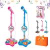 2026 New The All-in-One Microphone Toy, Kids Microphone with Stand Adjustable, Speaker & Led Lights, Move to Play Kids Karaoke Microphone for Singing, Boys & Girls, (Pink+Blue) view 1