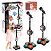 The All-in-One Microphone Toy, Funny Kids Microphone with Adjustable Stand, Speaker & Colorful LED, Multi-Functional Karaoke Microphone Toy for Boys & Girls, Gifts for Little Singers (2-Black) view 1