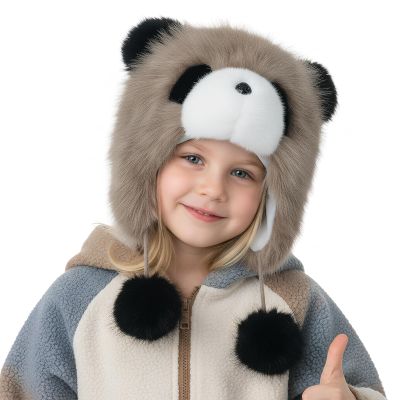 OhMill Panda Hats Bears Winter Hat with Earflap Panda Costume for Kids Animal Winter Hats with Bear Ears