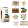 1000pcs Retro Travel Stickers in 1 Roll for Travel Scrapbook Supplies, Passport Stickers Perfect for Party Decoration and Stickers for Luggage view 1
