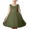 2025 Girl Formal Dress Sleeveless Chiffon Princess Tulle Dress Birthday Wedding Performance Costume for 4-12Years Army Green view 1