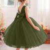 2025 Girl Formal Dress Sleeveless Chiffon Princess Tulle Dress Birthday Wedding Performance Costume for 4-12Years Army Green view 2