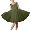 2025 Girl Formal Dress Sleeveless Chiffon Princess Tulle Dress Birthday Wedding Performance Costume for 4-12Years Army Green view 3
