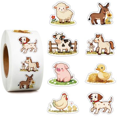 1000Pcs Farm Animal Stickers for Kids, Children Reward Stickers for Teaching Rewards, Barn Cow Pig Dog Chicken Stickers, Boys Girls Teens Waterbottle Scrapbook Laptop Skateboard Computer
