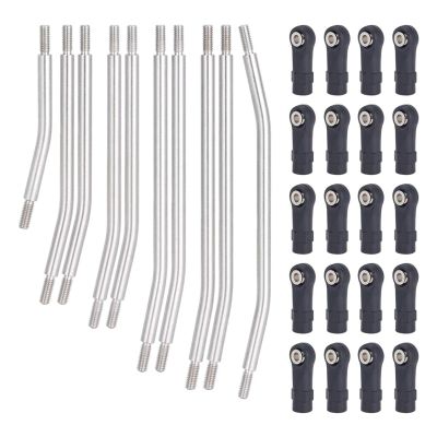RC Models Parts For Axial For SCX10 II 90046 1/10 10Pcs Stainless Steel Links Rod Set With Ball End 313/324mm Wheelbase RC Crawler Car Upgrade Parts(324mm)