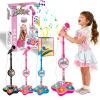 All in One Microphone Toy for Kids, 2026 New Kids Microphone with Adjustable Stand, Karaoke Microphone with Speaker & Colorful LED, for Phones, MP3 & Tablets, for Boys Girls (Pink) view 1