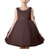 2025 Girl Formal Dress Sleeveless Chiffon Princess Tulle Dress Birthday Wedding Performance Costume for 4-12Years Brown view 1