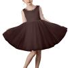 2025 Girl Formal Dress Sleeveless Chiffon Princess Tulle Dress Birthday Wedding Performance Costume for 4-12Years Brown view 3