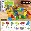 Electric Train Set, Flexible Track Fusion Train Set, DIY Race Car Track Building Kits with Train and Traffic Signs, for 4-10 Year Old Boys Girls Christmas Birthday Party Gifts (123pcs) view 2