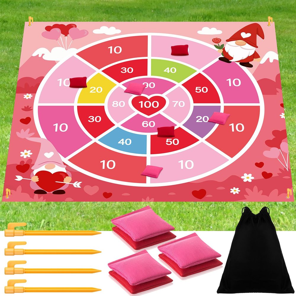 Arrowbash Giant Valentine Bean Bag Toss Game 4.9ft Large Festival Outdoor Lawn Yard Camping Field Day Games for Family Backyard Halloween Fall Thanksgiving Valentine Easter Carnival Party Gift
