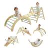 EOJDDPA Foldable Wooden Climbing Toys for 1 Year Old, Indoor Jungle Gym for Kids Ages 1-3, Montessori Climbing Set with Arch Ramp & Ladder, 3-in-1 Toddler Climbing Toy for Indoor Play view 1
