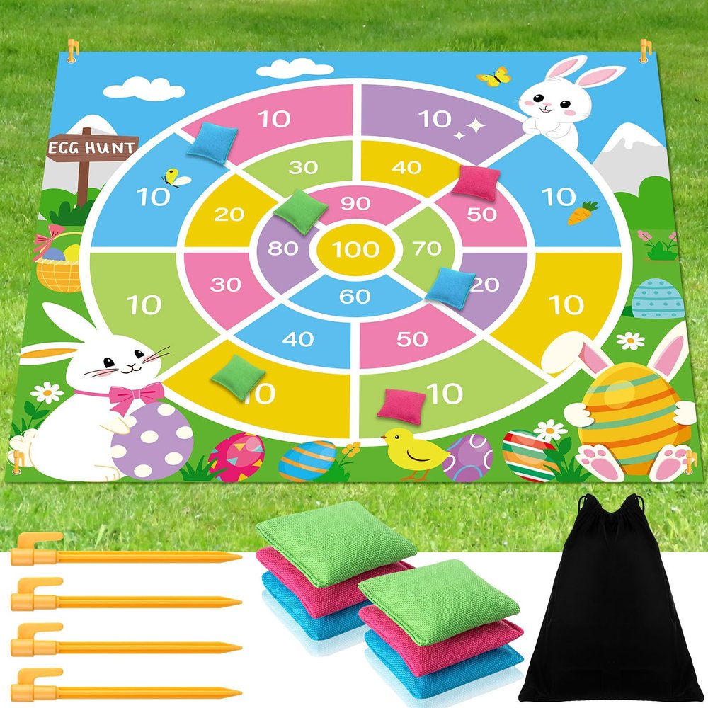 Arrowbash Giant Easter Bean Bag Toss Game 4.9ft Large Festival Outdoor Lawn Yard Camping Field Day Games for Family Backyard Halloween Fall Thanksgiving Valentine Easter Carnival Party Gift