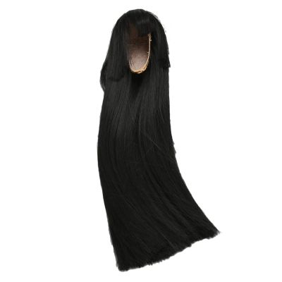 Pilipane 1/6 Ball Jointed Doll Wig Black Long Straight Hair With Bangs Cuttable DIY Doll Replacement Wig For 15.5 To 17cm Dolls High Temperature Silk Material