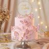 10 Pcs Butterfly Cake Toppers Decorations, Butterfly Cupcake Toppers with Gold Happy Birthday Topper for Cake Decor, Happy Birthday, Baby Shower Party Cakes Decorations, Pink view 2