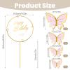 10 Pcs Butterfly Cake Toppers Decorations, Butterfly Cupcake Toppers with Gold Happy Birthday Topper for Cake Decor, Happy Birthday, Baby Shower Party Cakes Decorations, Pink view 4