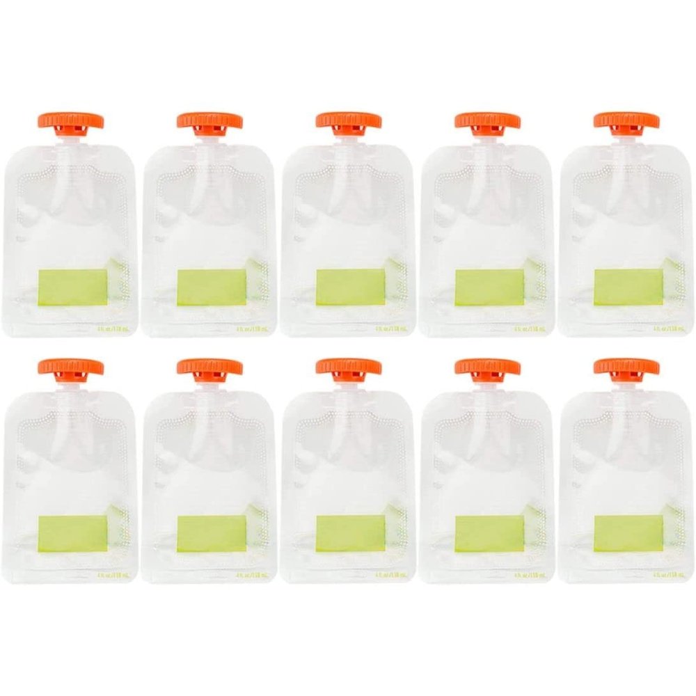 10Pcs Disposable Squeeze Pouches, Baby Food Storage Weaning Puree Squeeze Pouch Bags, Easy to Fill with Puree for Weaning Babies