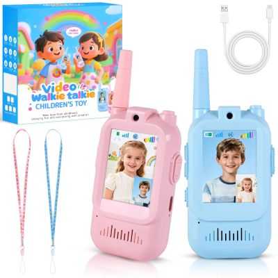 Video Walkie Talkies for Kids with Camera, Long Range Rechargeable Walkie Talkies 2-Pack,Two Way Radios Fun Indoor Outdoor Toys for Camping, Hiking, Family Games for Boys & Girls
