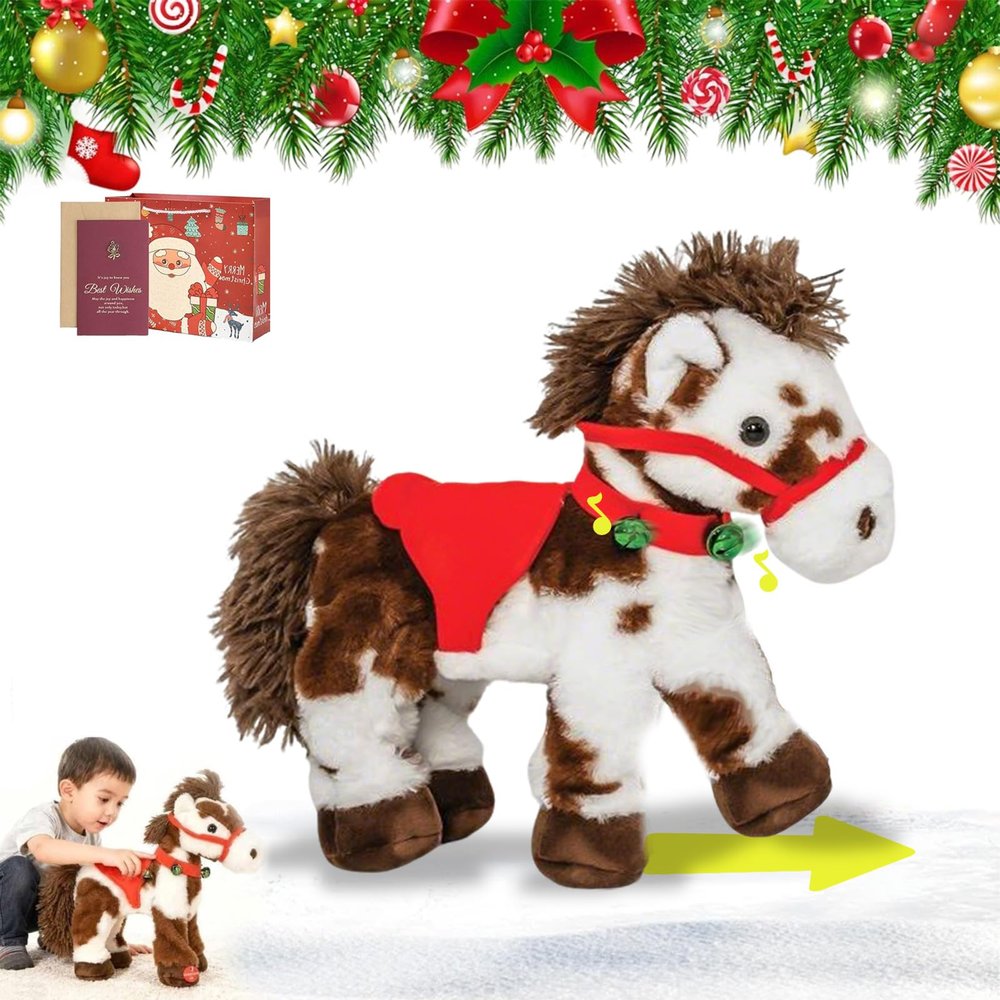 DDRIC Spotted Animated Horse, 2026 New Spotted Electric Plush Horse, Interactive Walking & Dancing Pony Toy with Joyful Neighing Sounds, Soft Fabric Birthday Gifts for Boys Girls or Toddlers (1PC)