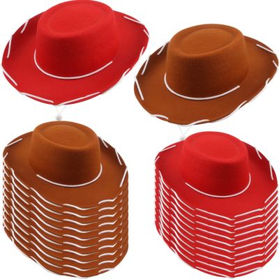 SGBETTER 24 Pcs Kids Felt Cowboy Hat Bulk Western Cowgirl Hat Cowboy Party Hat for Boys Girls Halloween Theme Party Costume Accessory