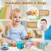 6 in 1 Montessori Baby Toys for 1 Year Old, Toddlers Sensory Teething Toys for Babies, Wooden Stacking Building Blocks Shape Sorter, Xylophone Musical Toy, Educational Birthday Gift for Kids 1 2 3 view 4