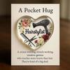 A Pocket Hug for Hairstylists,Mini Hairdresser Tools Heart Pocket Hug Token with Greeting Cards (Pink) view 3