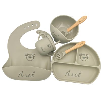 Personalized Silicone Baby Feeding Kit with Name BPA-Free Self-Feeding Starter Set for Infants & Toddlers, Custom Baby Gift for Boys and Girlslovely Baby Product (Color Y20)