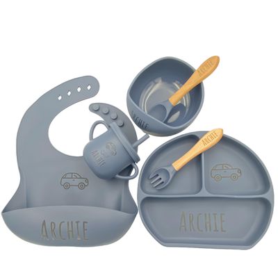 Personalized Silicone Baby Feeding Kit with Name BPA-Free Self-Feeding Starter Set for Infants & Toddlers, Custom Baby Gift for Boys and Girlslovely Baby Product (Color Y10)