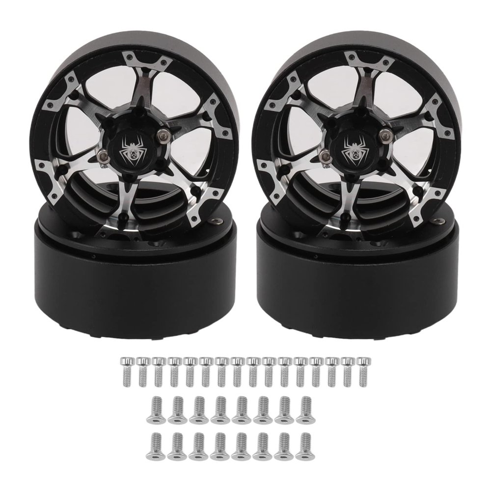1.9in RC Beadlock Wheel Rims, Aluminum Alloy Beadlock Wheel Rim Set, High Hardness Reusable Design with 32 Screws, Precise Replacement for Axial SCX10 Redcat HSP Tamiy