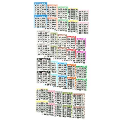 American Games Bingo Paper Game Cards - 2 Cards - 20 Sheets - 50 Books per Pack - 20 Colors, Made in USA