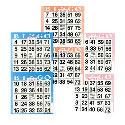 American Games Bingo Paper Game Cards - 2 Card - Triple Pack - 750 Blue - 750 Orange - 750 Pink - 3 Colors, Made in USA