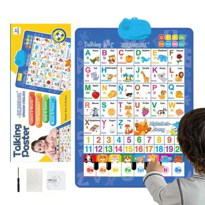 Alphabet Wall Chart, Talking Bilingual Interactive Toy with Spanish and English Music, Kids Learning Poster for Ages 3-8, Language Development, Classroom and Preschool Educational Tool