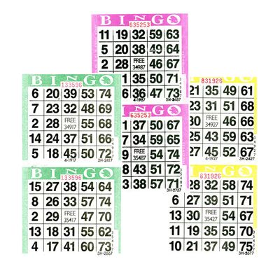 American Games Bingo Paper Game Cards - 2 Card - Triple Pack - 750 Green - 750 Purple - 750 Yellow - 3 Colors, Made in USA
