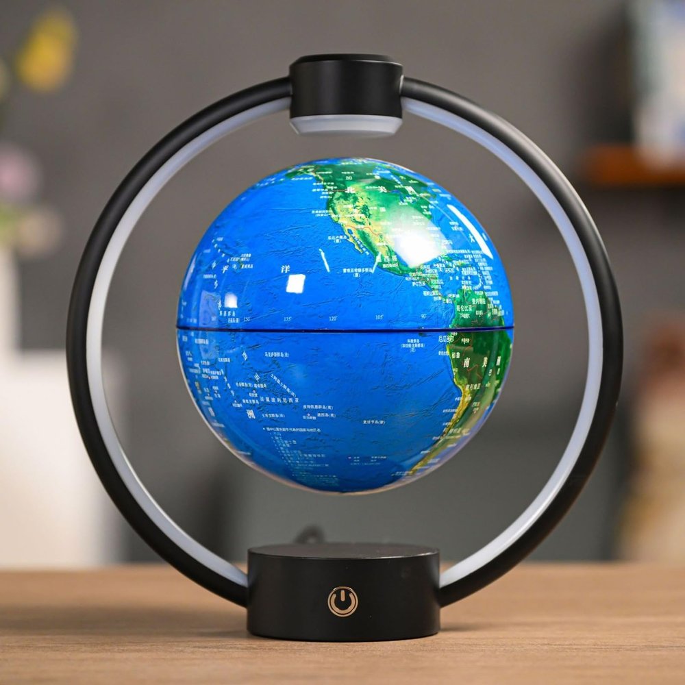 6-inch magnetic levitation globe, floating world map with desktop decoration, cool office tools and unique gifts for men, women, fathers, teachers, boyfriends, birthdays, Christmas home decoration