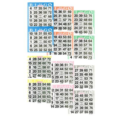 American Games Bingo Paper Game Cards - 2 Cards - 6 Sheets - 6 Colors, 125 Books per Pack - Made in USA
