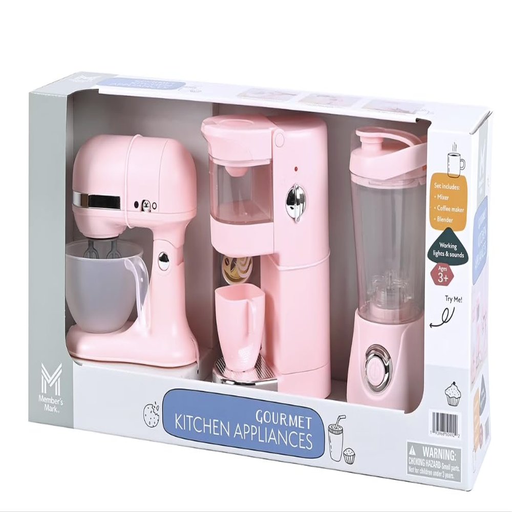 Gourmet Kitchen Appliances Playset for Kids, Pretend Play Cooking Set - Pink (Pink)